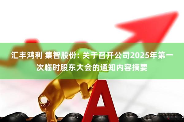 汇丰鸿利 集智股份: 关于召开公司2025年第一次临时股东大会的通知内容摘要